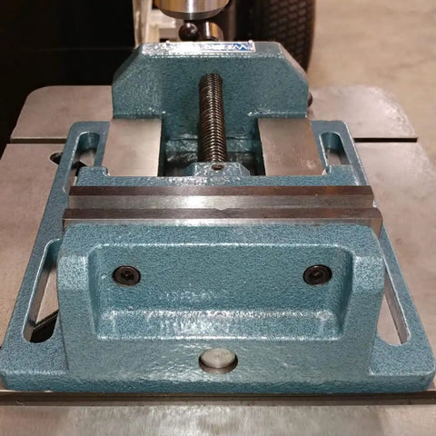 Low Profile Drill Press Vise LP6 6 Inch Jaw Width 6 Inch Opening 2 Inch Jaw Depth For Easy Drilling Tapping And Reaming On Machine Table