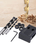 Pro Grade Pocket Hole Jig Kit With 15 Degree Drill Angle, Aluminum Alloy Oblique Hole Locator, Three Drill Guides shown.
