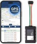 Keep Tight Tabs On Your Ride With This Hardwired Real Time Gps Tracker Using Reliable 4G Cellular Networks For Dead Nuts Accurate Location Tracking And Mobile App Dashboard Access, showing GPS app on smartphone with vehicle tracker.