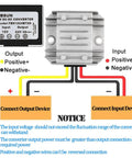 12V To 24V Boost Converter 3A Waterproof Power Module with wiring diagram for golf carts and recreational vehicles.