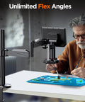 Autofocus 4K HDMI Digital Microscope With 10.1 Inch EM4K AF Flex Arm Display on flex arm over circuit board repair