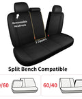 Rear view of Leather Car Seat Covers Full Set For SUV Truck And Sedan showing split bench compatibility with removable headrests.