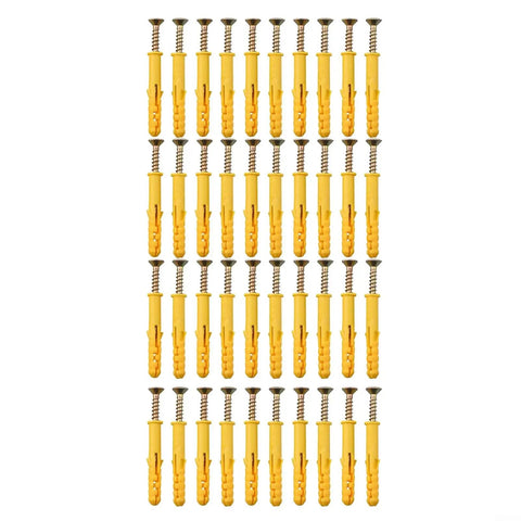 40 Pcs M6x40mm Self Tapping Expansion Screws And Wall Anchors Kit For Drywall Carbon Steel And Plastic Colored Zinc Plated Cross Tip