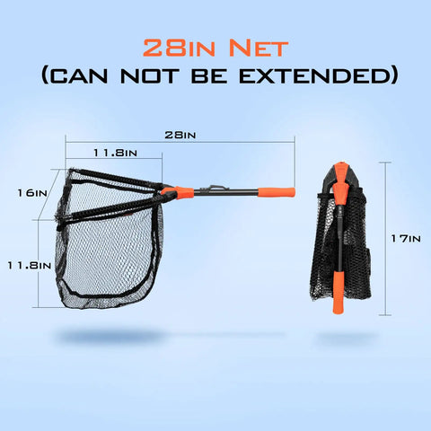 Foldable Lightweight Landing Net With Built In Length Scale And 61In Extendable Aluminum Handle Floating Design Dope Gear 28in non-extendable version