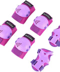 Kids Knee Pads Elbow Pads And Wrist Guards Set For Multi Sport Adventures, Total Protection For Ages 3 To 15 displayed on white