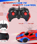 Spider Themed RC Car For Kids 3 Plus, Remote Control Toy Car Gift showing controller and race car design