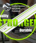 One Ten Inch Track Saw Guide Rail With Connector Kit For Precision Rip Cuts And Straight Edge Woodworking Gear on workbench.