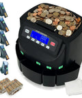 Bankgrade Coin Counter Machine With Lcd Display Smooth Operator Currency Sorter with coins on top and LCD controls visible.