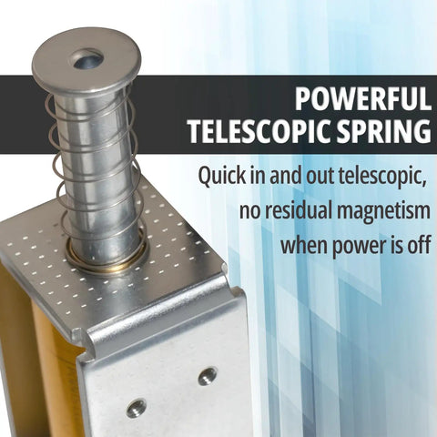 Push Pull Solenoid 35mm Stroke DC 24V Linear Actuator with wired plug showing powerful telescopic spring