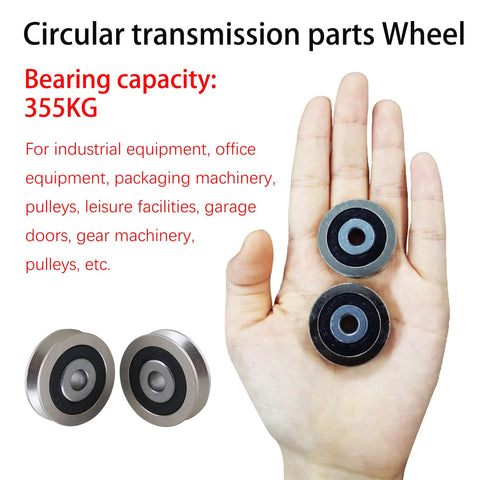 Hand holding 2 Pack Deep V Shaped 6x30x8mm Metal Sealed Bearings For Rail Guides, Pulleys, And Linear Motion Systems