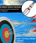12 Pack Archery Field Points 19 64th Inch, 1.77 Inch Length, 8 32 Screw In, stainless steel tips with rubber rings on target