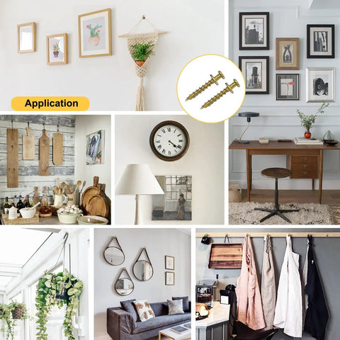 Image showcasing Heavy Duty Picture Hangers And Double Headed Wall Hooks With Bulletproof Grip Rating Up To 30 Lbs for stylish decor.