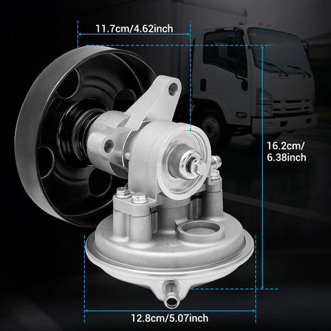 Front view of keriolee vacuum pump with pulley for Isuzu NPR/NPR-HD (1995–2020) replacement part