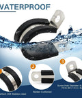 Stainless Steel Cable Clamps Kit 25 Pack with Rubber Cushioned Pipe Clips submerged in water demonstration