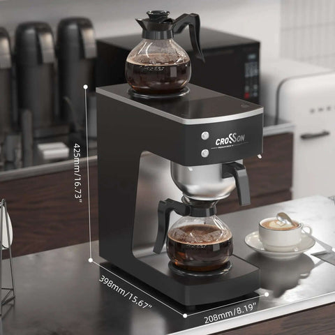 12 Cup Commercial Drip Coffee Brewer With Dual Warmer And Glass Decanters For Pour Over Convenience