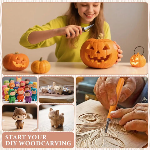 Beginner Friendly Wood Carving Kit Dope 10 Piece Set With 4 Carving Knives And 6 Chisels Wood Whittling Starter Kit In Use