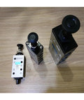 Manually Operated Two Five Solenoid Pneumatic Valve Push Pull Control S25 Series Industrial Grade Hydraulic Switch Kit on wooden surface.