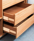 Open dresser showcasing 8 Pack Beech Wood Drawer Slides 16 Inch Center Mount Guide Tracks With Metal Glide Bottom Mount Drawer Slide Replacement Parts For Dresser Drawers And Desk Cabinets.