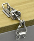 Dope Adjustable Toggle Corner Closure Latch With Keyhole For Tight Fits On Cabinet Doors Boxes And Window Covers Keeps Everything Locked Down Secure, stainless steel on wood