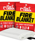 Fire Blanket 2 Pack For Home And Kitchen Emergency Fire Suppression 40x40 Heat Resistant Fiberglass Safety Blankets displayed