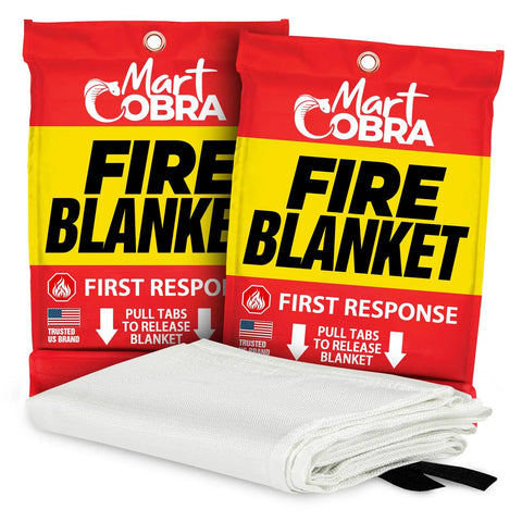 Fire Blanket 2 Pack For Home And Kitchen Emergency Fire Suppression 40x40 Heat Resistant Fiberglass Safety Blankets displayed