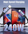 240W USB C To USB C Coiled Braided Car Charger Cable, Tangle-Free Quick Charge, adjustable length for laptops and phones