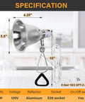 Clamp Lamp With 150W Max, 8.5 Inch Aluminum Reflector, 6 Foot Cord, Black, Bulb Not Included, indoor studio use