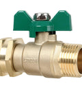 Heavy Duty Brass Garden Hose Shut Off Valve With Full Flow Bore For Maximum Water Output No Restriction showing side view
