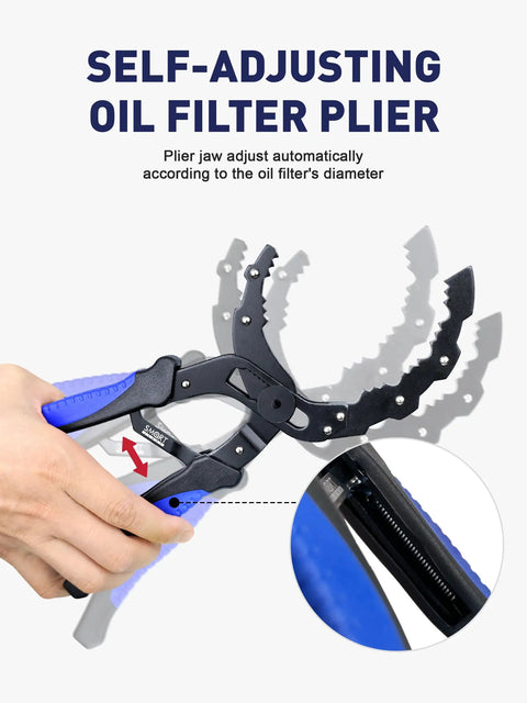 Adjustable Oil Filter Wrench With Self Adjusting Mechanism Durable Forged Steel Tool For 2 To 5 Inch Filters in use