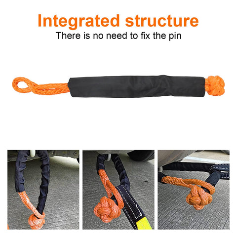 38,000 Lbs Synthetic Fiber Soft Shackle For Vehicle Recovery And Off Road Towing, Protective Sleeve, flexible design
