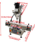 Heavy Duty Semi Automatic Powder Filling Machine Smooth Operator With Conveyor For Granular Packets 55.9in tall stainless steel build.