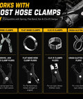 Illustration of 9 Piece Hose Clamp Pliers Set With Long Reach Flexible Cable And Swivel Jaw For Automotive Fuel Oil And Water Lines