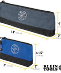 Stand Up Zipper Tool Bags Set With Carabiners, 7 Inch Blue and 14 Inch Gray Pouches with Reinforced Bottom, 2 Pack
