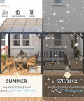 14 X 10 Foot Gazebo With Hard Top Roof, Lean To Pergola Shade For Patio And Backyard Hangout, 140 Sq Ft Covered Space