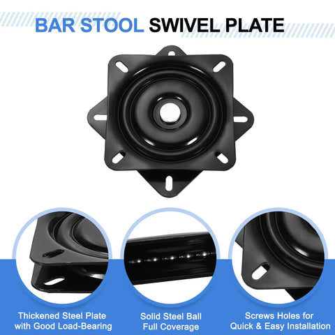 Two Pack 5 Inch Bar Stool Swivel Replacement Base Plate With 360 Degree Turntable And Square Ball Bearing For Recliners Or Tables Easy Install Black 125x125x18mm black steel swivel plate with slotted mounting holes