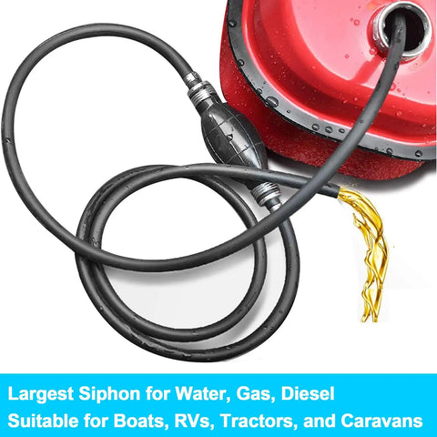 5/16 Inch (8mm) Fuel Line Assembly With Primer Bulb, 6 Foot Outboard Marine Fuel Hose Kit With Steel Clamps, Ethanol Ready