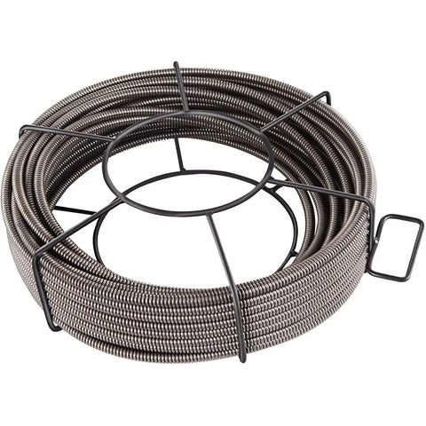 Heavy Duty Pro Grade Drain Cleaning Cable 75ft 3 8 Inch Solid Core Sewer Snake For 2 To 4 Inch Pipes coiled structure displayed