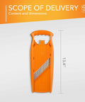 Börner Wave-Waffle Power Line vegetable slicer, orange with multi-thickness blades, front view