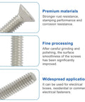 Close-up of Built Like A Tank Cross Outlet Screws 304 stainless steel, showing fine processing and smooth surface, rust resistant.