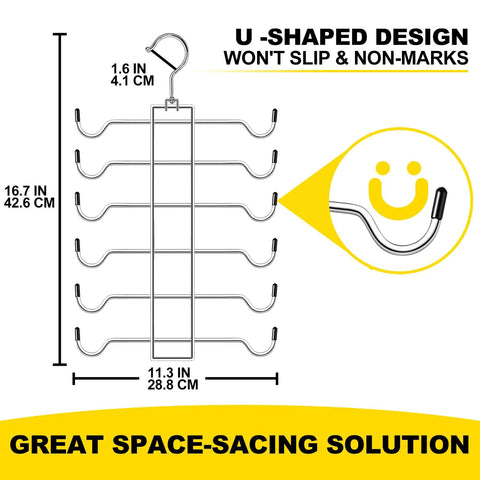 Metal Tank Top Hangers 2 Pack Swivel Closet Organizer with U-shaped design, dimensions 16.7in x 11.3in, for space-saving use.
