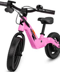 Electric Balance Bike For Kids Ages 3 To 7 With 14 Inch Pneumatic Tires, 24V 270W Motor, Kick To Start Safe Ride, Rear Drum Brake, 3 Speeds Up To 9.3 MPH, Lightweight Magnesium Alloy Frame, Adjustable Seat Pink, front view
