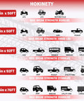 Chart of rope sizes and uses for various vehicles, focus on Beefed Up Synthetic Winch Rope Kit For ATVs And UTVs Off Road One Quarter Inch By Fifty Feet With Ten Thousand Pounds Breaking Strength Includes Forged Hook Protective Sleeve Rubber Stopper And Safety Pull Strap Gray.
