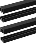 Two Sets Four Foot Sliding Door Tracks For One Eighth Inch Thick Panels For Closet Glass Doors And Plastic Cabinets In Black Finish