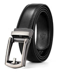Premium Leather Ratchet Dress Belt For Men With Automatic Buckle, Easy Tug And Click Adjustable Fit Up To 50 Inches