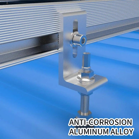 L Foot Solar Mount Brackets For Roof PV System Beefy Aluminum Alloy Photovoltaic Panel Mounts close-up on roof installation