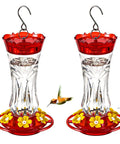 2 Pack Hummingbird Feeder For Outdoors Hanging, 18 Oz Capacity, Six Feeding Ports With Built In Ant Moat And Bee Guard, No Fuss Easy Clean