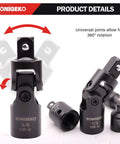 18 Piece Impact Socket Extension Set With Chrome Vanadium Steel Built Tough As Nails For High Torque And Impact Wrenches Includes Multiple Sizes Durable Pro Grade Performance, 3/8 and 1/2 universal joints