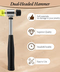 Dual-headed hammer from Complete Jewelry Sizer Kit With Ring Mandrel And Bracelet Mandrel Rubber Hammer And Stainless Steel Sizers