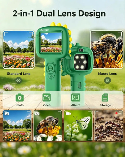 2 In 1 Kids Microscope Camera Handheld Pocket Digital Scope With Autofocus 1000x Magnification And 16x Zoom Dope STEM Toy For Insects Plants Coins Jewelry Stamps Perfect Gift For Curious Kids, dual lens design