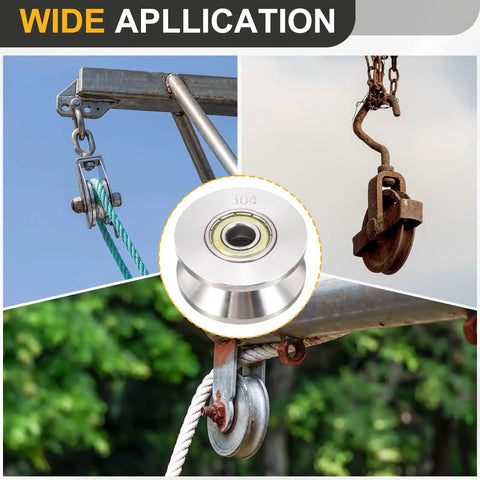 Smooth Operator V Groove Pulley Wheel 10X48X8Mm Built From Rock Solid 304 Stainless Steel for industrial use and cable systems.